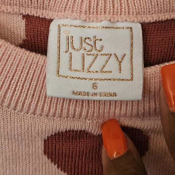 Just Lizzy Pink Heart Sweater with Pink Heart Striped Leggings - Picture 3 of 9